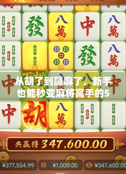 从胡了到赢麻了，新手也能秒变麻将高手的5个秘籍！