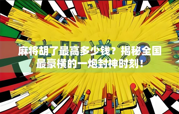麻将胡了最高多少钱？揭秘全国最豪横的一炮封神时刻！